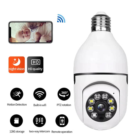 HD Light Bulb Security Camera with Motion Sensors