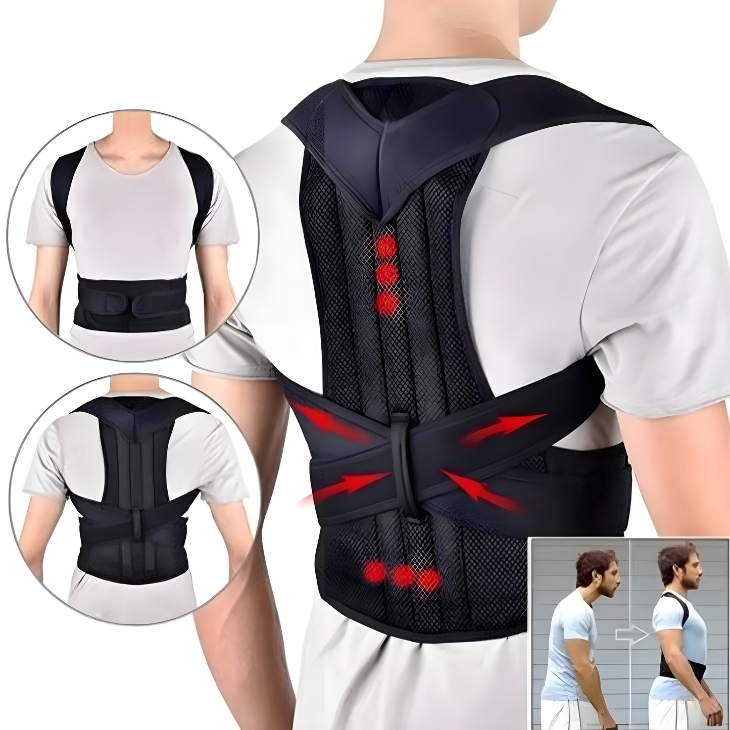 100% Orignal Adjustable Posture Corrector Belt For Male & Female with Iron Rods