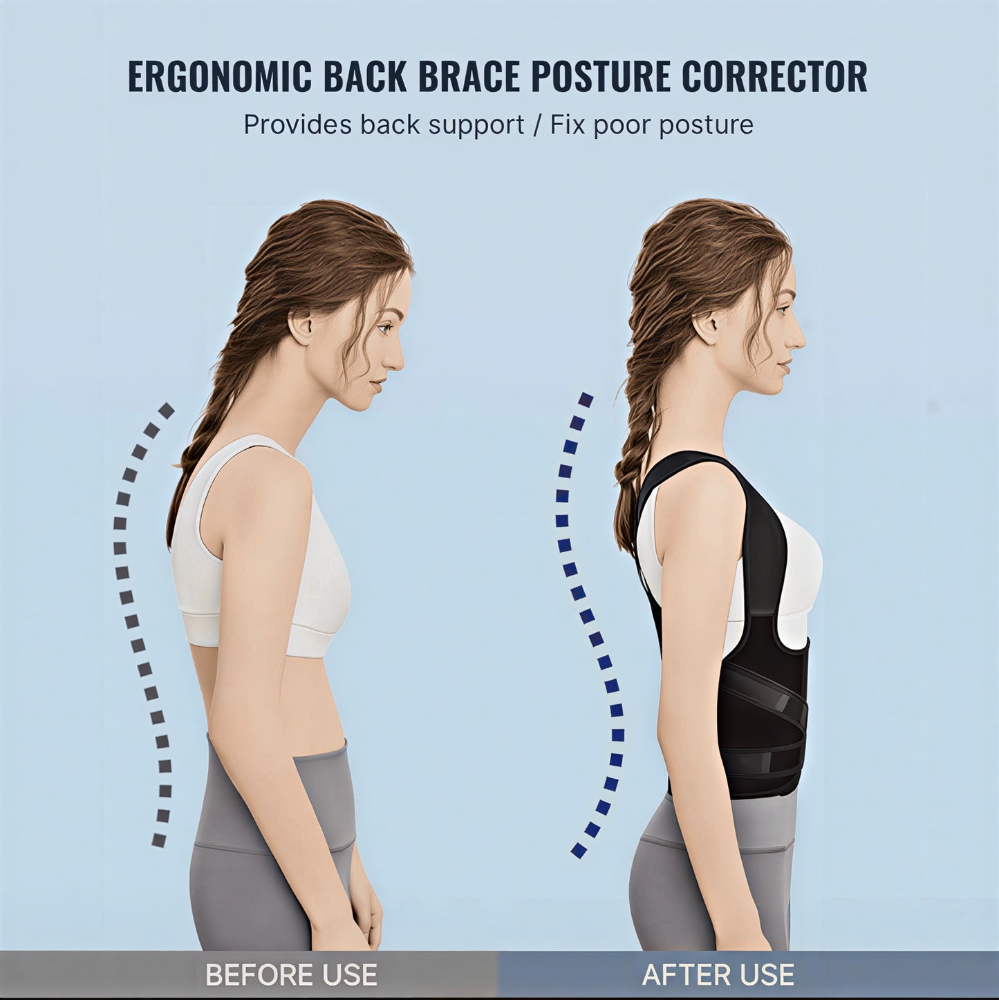 100% Orignal Adjustable Posture Corrector Belt For Male & Female with Iron Rods